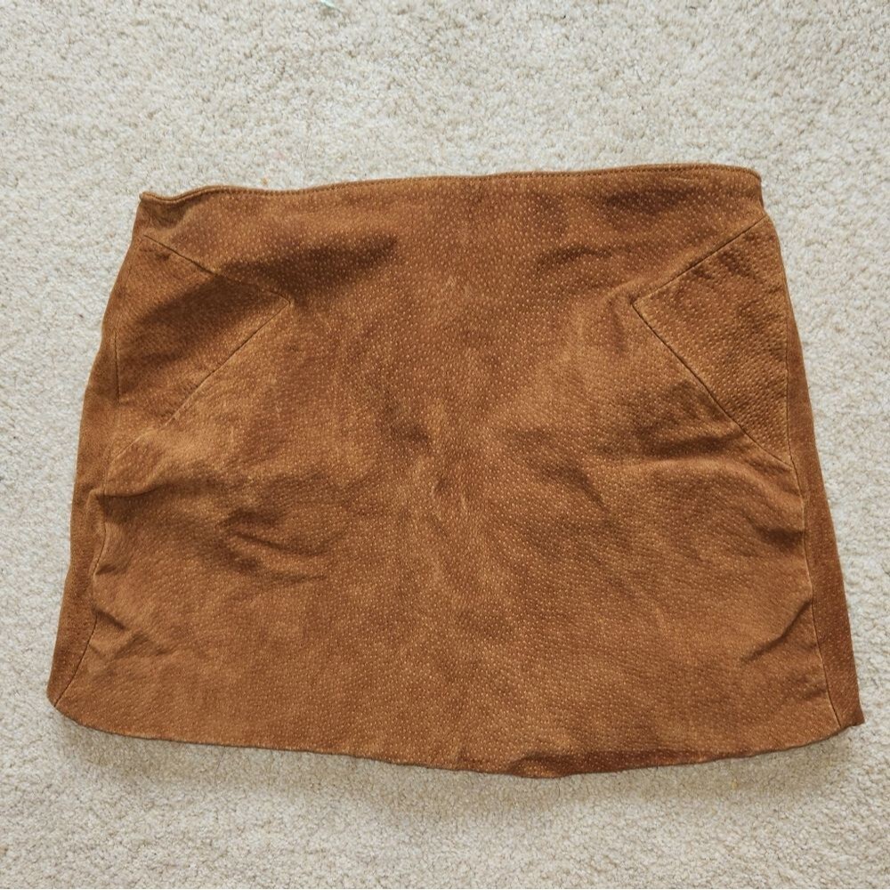 100% pigskin leather Mini Skirt
